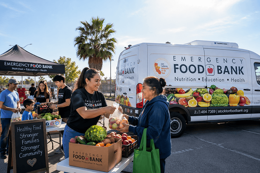 Mobile Farmers Market stand with fresh produce